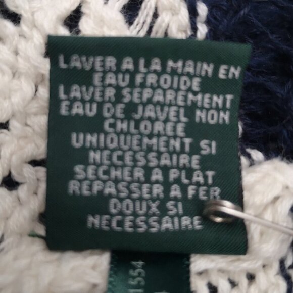 LRL Lauren Jeans Co. Ralph Lauren Ladies Size Small Navy & Beige Open Cardigan - Picture 5 of 9